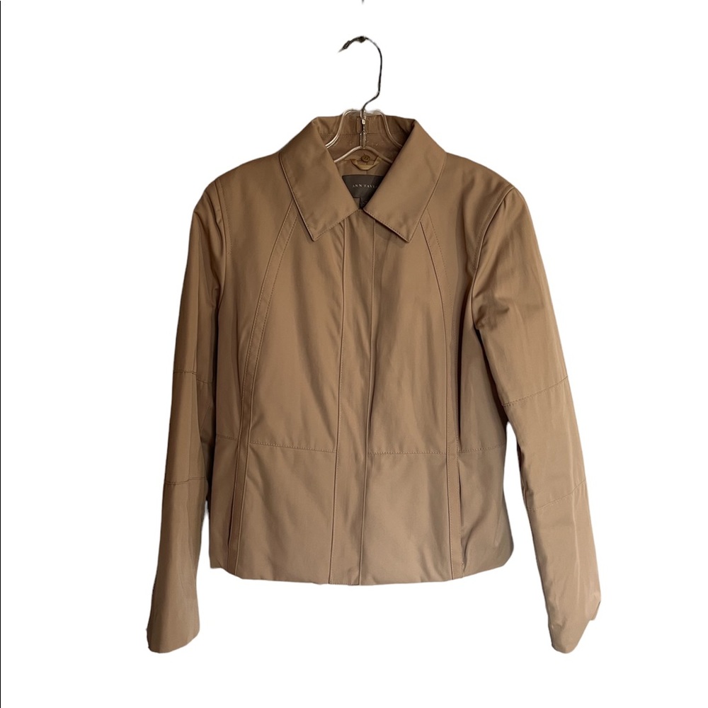 Ann Taylor Insulated Zipper & Snap Jacket, Beige, Size XS